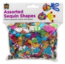 SEQUINS EC 150GM ASST SHAPES