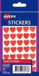 STICKERS HEARTS AVERY SMALL PERMANENT RED PK70 HS