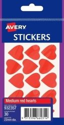 STICKERS HEARTS AVERY MEDIUM PERMANENT RED PK30 HS STICKERS HEARTS AVERY MEDIUM PERMANENT RED PK30 HS