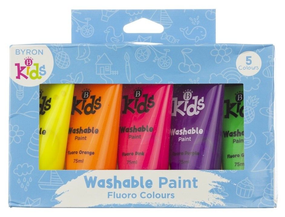 PAINT JASART BYRON KIDS WASHABLE 75ML SET 5 FLUORO PAINT JASART BYRON KIDS WASHABLE 75ML SET 5 FLUORO