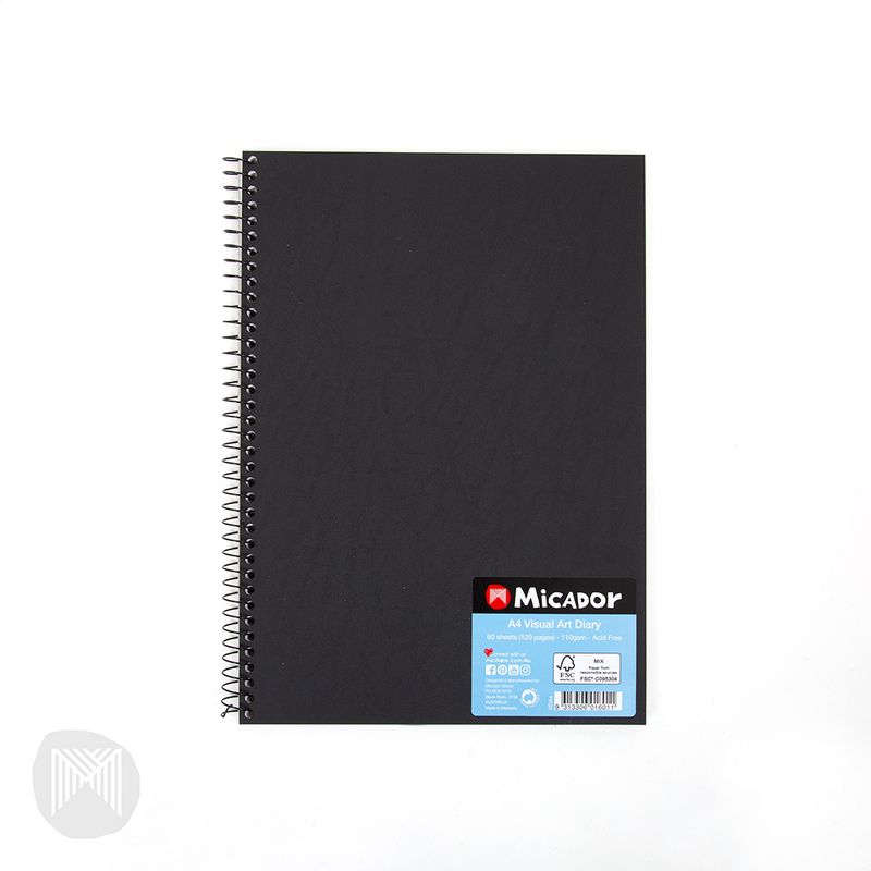 VISUAL ART DIARY MICADOR A4 BLACK COVER