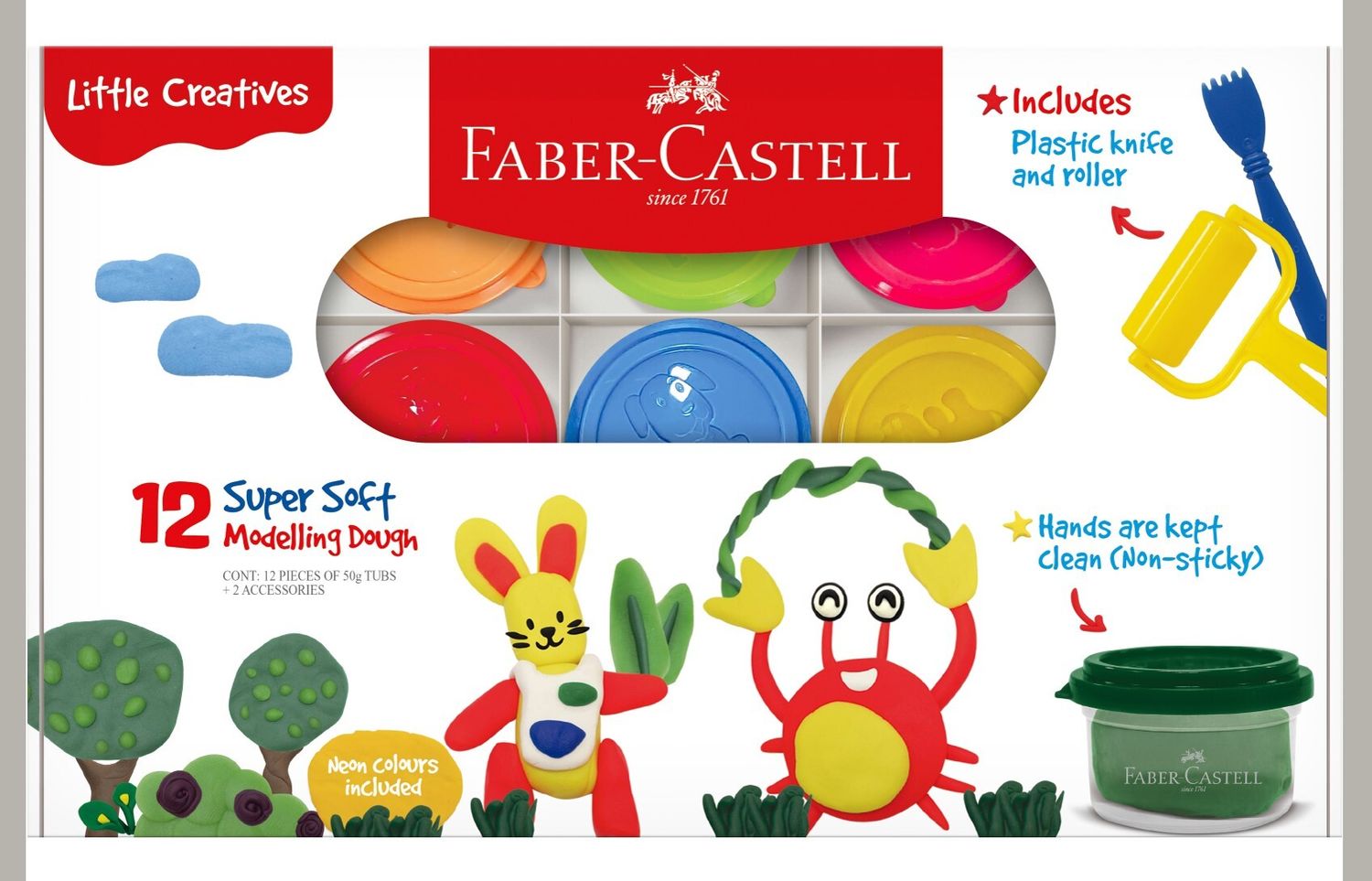 DOUGH MODELLING FABER-CASTELL LITTLE CREATIVES SUPER SOFT 50G SET12 DOUGH MODELLING FABER-CASTELL LITTLE CREATIVES SUPER SOFT 50G SET12