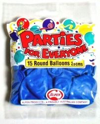 BALLOONS ALPEN 25CM BLUE 15'S