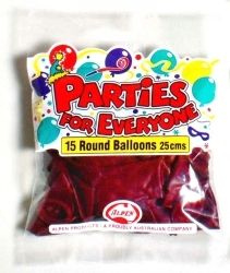 BALLOONS ALPEN 25CM MAROON 15'S