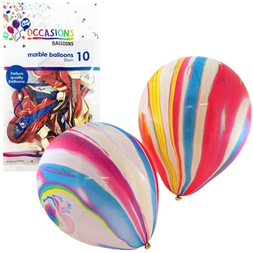 BALLOONS ALPEN 28CM MULTICOLOUR MARBLE ASST 10'S