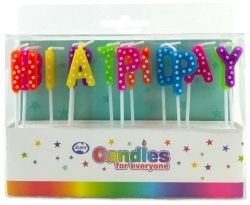 CANDLE ALPEN HAPPY BIRTHDAY BRIGHT POLKADOTS