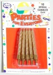 CANDLES ALPEN B/DAY SPIRAL GOLD 10'S