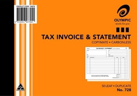 INV/STAT BOOK OLYMPIC 728 DUP C/LESS 8X5 50LF