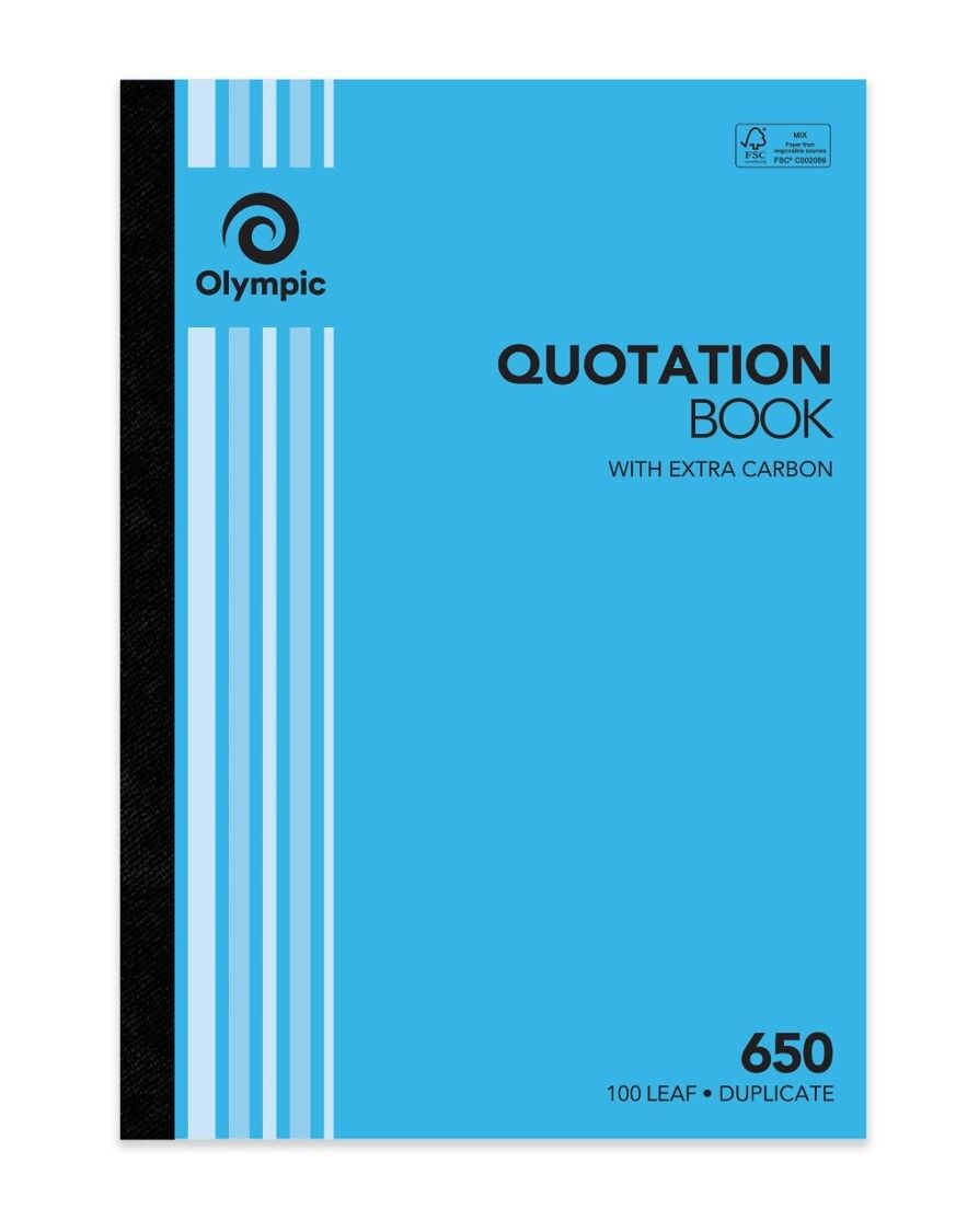 QUOTE BOOK OLYMPIC FSC 650 A4 DUP 100LF (07830 77653) QUOTE BOOK OLYMPIC FSC 650 A4 DUP 100LF (07830 77653)