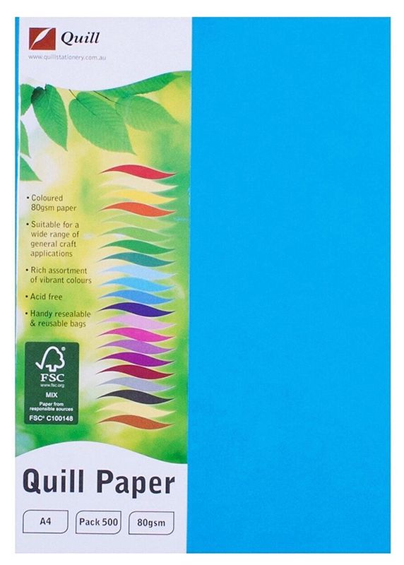 COPY PAPER QUILL A4 80GSM MARINE BLUE PK100