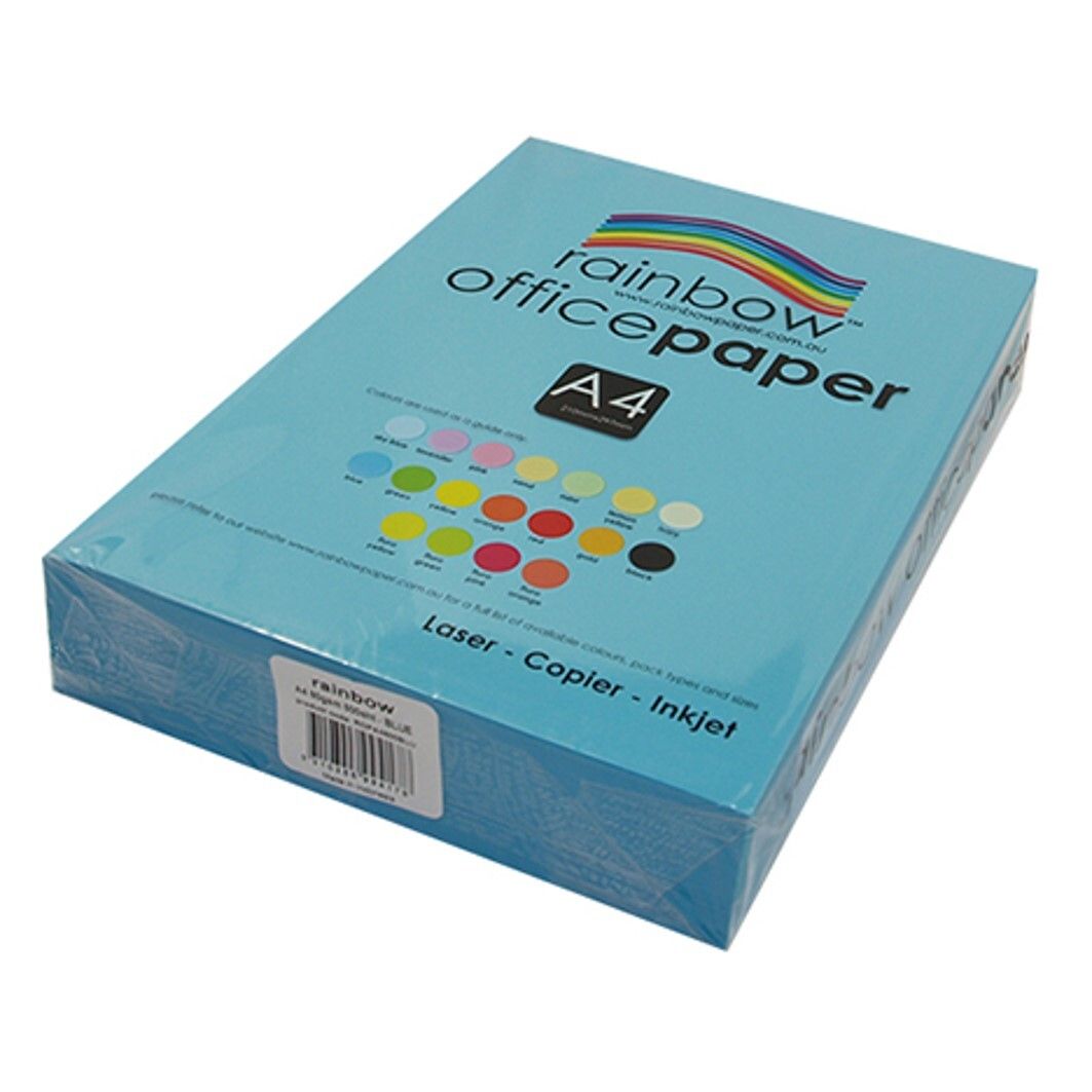 COPY PAPER RAINBOW A4 80GSM OFFICE BRIGHT BLUE PK500 COPY PAPER RAINBOW A4 80GSM OFFICE BRIGHT BLUE PK500
