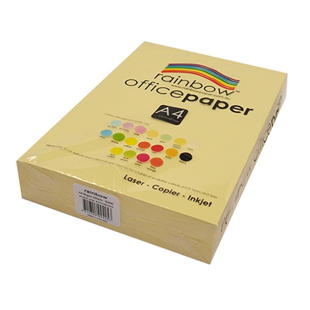 COPY PAPER RAINBOW A4 80GSM OFFICE PASTEL SAND PK500 COPY PAPER RAINBOW A4 80GSM OFFICE PASTEL SAND PK500