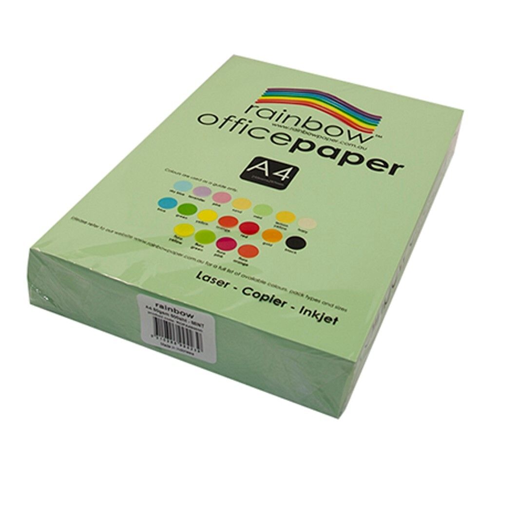 COPY PAPER RAINBOW A4 80GSM OFFICE PASTEL MINT PK500 COPY PAPER RAINBOW A4 80GSM OFFICE PASTEL MINT PK500
