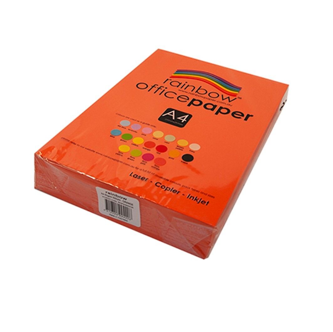 COPY PAPER RAINBOW A4 80GSM OFFICE BRIGHT ORANGE PK500 COPY PAPER RAINBOW A4 80GSM OFFICE BRIGHT ORANGE PK500