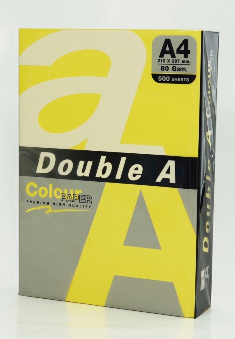 COPY PAPER DOUBLE A A4 80GSM DEEP COLOUR LEMON PK 500 COPY PAPER DOUBLE A A4 80GSM DEEP COLOUR LEMON PK 500