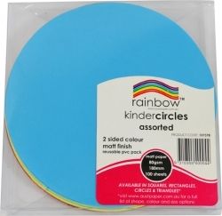 CRAFT PAPER RAINBOW CIRCLES 100'S MATT D/SIDED 180MM CRAFT PAPER RAINBOW CIRCLES 100'S MATT D/SIDED 180MM