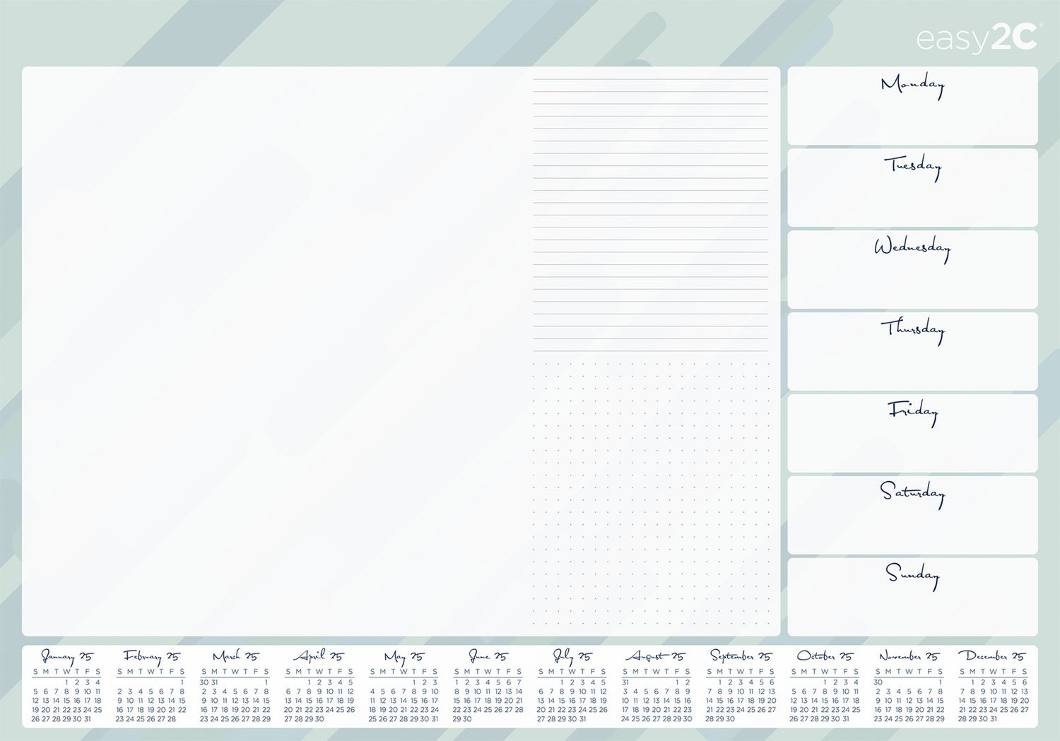DESK PAD EASY2C 600X420MM WTV WITH CALENDAR
