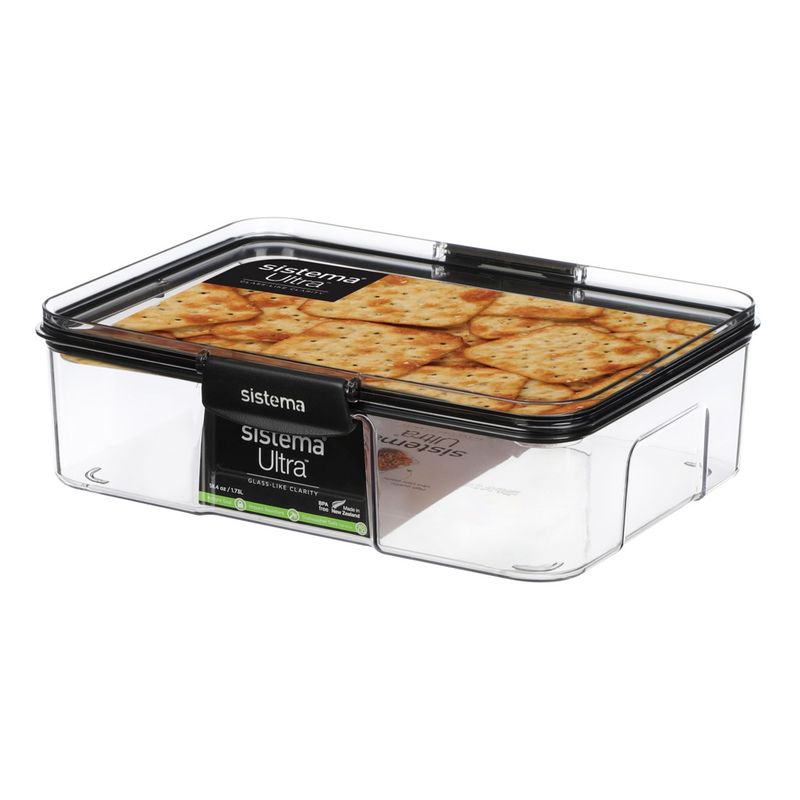 FOOD CONTAINER SISTEMA 1.73L ULTRA RECTANGLE CLEAR/BLACK