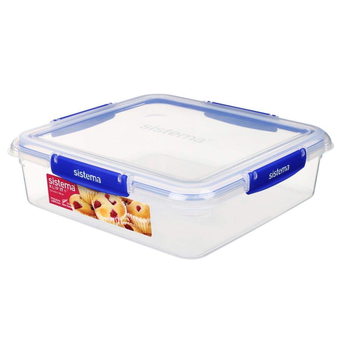 SP- FOOD CONTAINER SISTEMA 3.5L KLIP IT PLUS SQUARE CLEAR/BLUE SP- FOOD CONTAINER SISTEMA 3.5L KLIP IT PLUS SQUARE CLEAR/BLUE