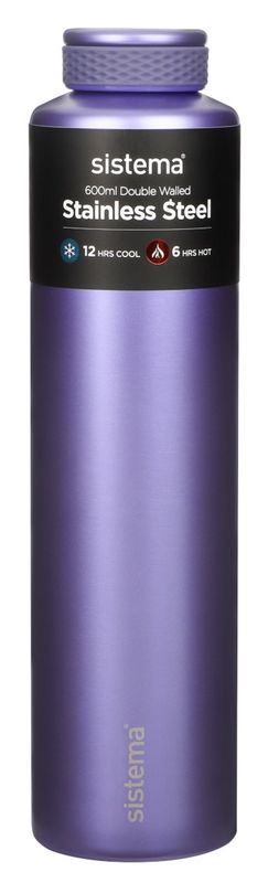SP- DRINK BOTTLE SISTEMA 600ML STAINLESS STEEL ASST COLOURS