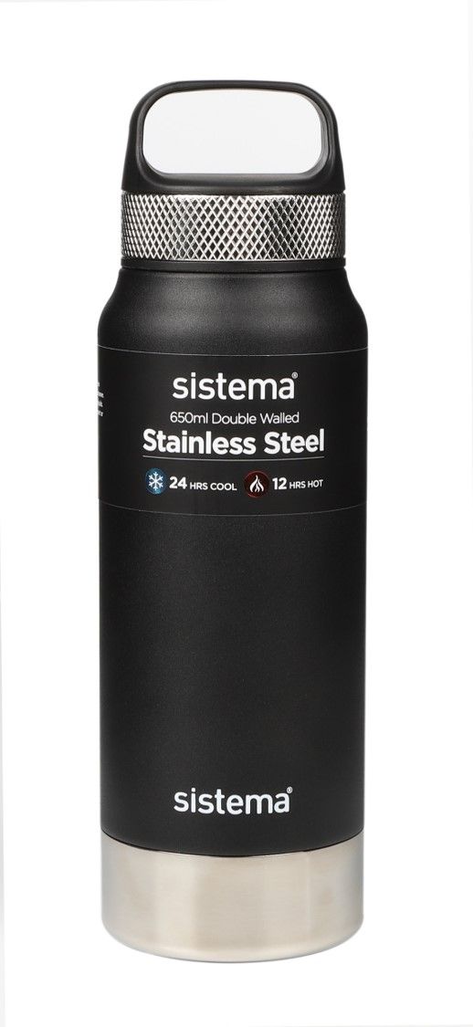 SP- DRINK BOTTLE SISTEMA 650ML STAINLESS STEEL ASST COLOURS