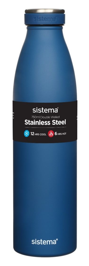 SP- DRINK BOTTLE SISTEMA 750ML STAINLESS STEEL ASST COLOURS SP- DRINK BOTTLE SISTEMA 750ML STAINLESS STEEL ASST COLOURS