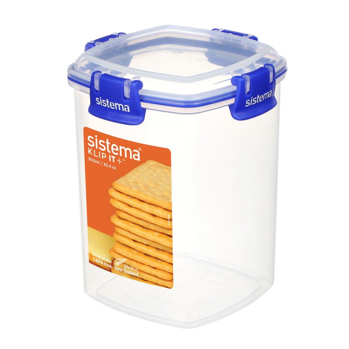 SP- FOOD CONTAINER SISTEMA 900ML KLIP IT PLUS CRACKER CLEAR/BLUE SP- FOOD CONTAINER SISTEMA 900ML KLIP IT PLUS CRACKER CLEAR/BLUE