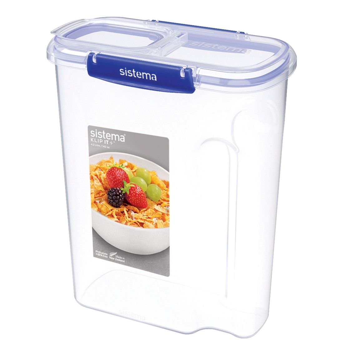 SP- FOOD CONTAINER SISTEMA 4.2L KLIP IT PLUS CRERAL CLEAR/BLUE SP- FOOD CONTAINER SISTEMA 4.2L KLIP IT PLUS CRERAL CLEAR/BLUE