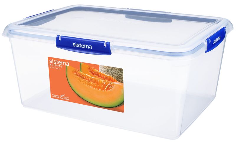 SP- FOOD CONTAINER SISTEMA 10L KLIP IT PLUS RECTANGLE CLEAR/BLUE