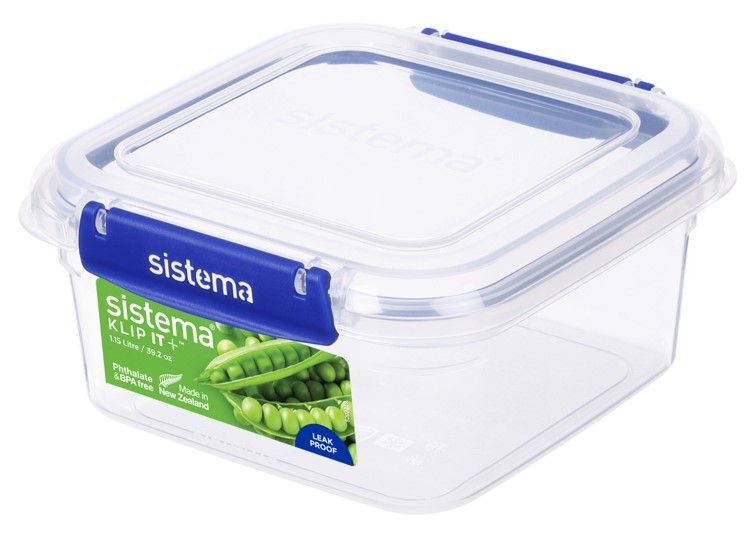 SP- FOOD CONTAINER SISTEMA 1.15L KLIP IT PLUS SQUARE CLEAR/BLUE