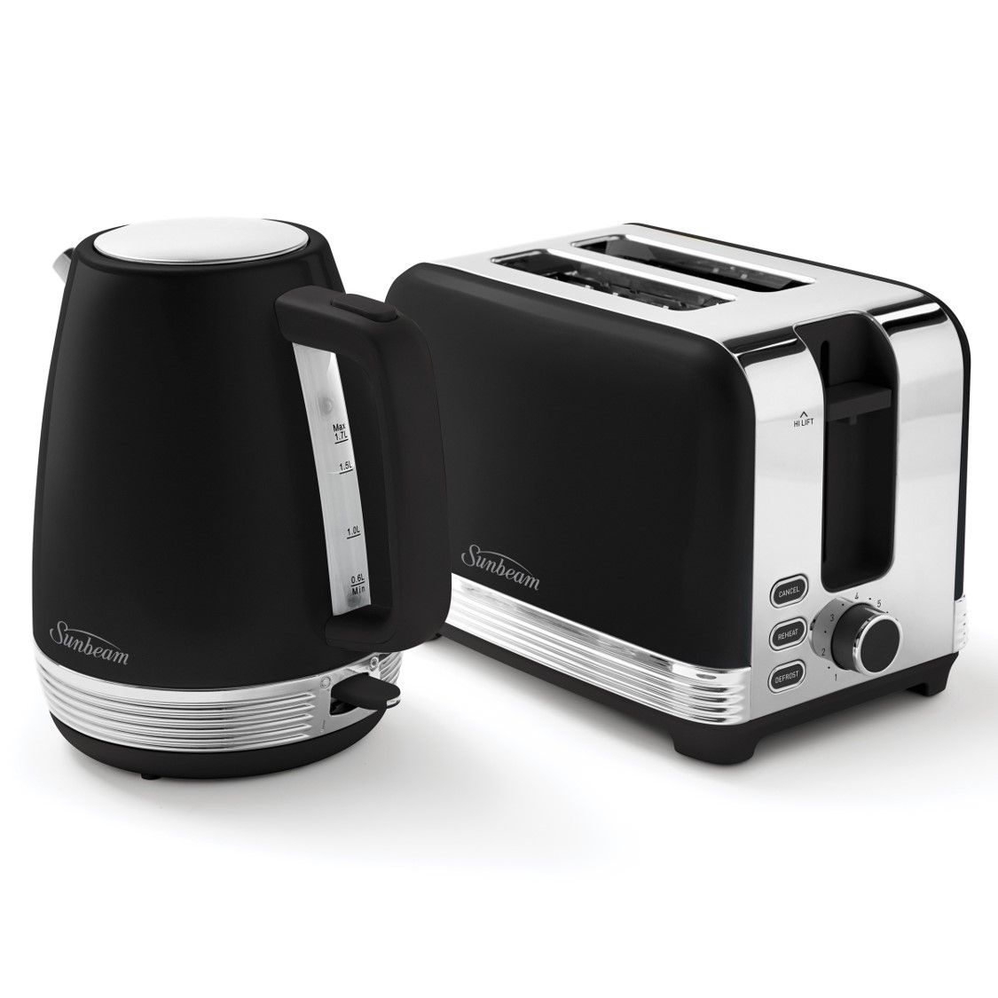 SP- BREAKFAST SET SUNBEAM 2 SLICE TOASTER & 1.7L KETTLE BLACK SP- BREAKFAST SET SUNBEAM 2 SLICE TOASTER & 1.7L KETTLE BLACK