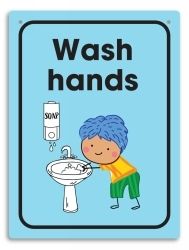 SIGN DURUS 225X300MM SCHOOL WALL WASH HANDS BLUE