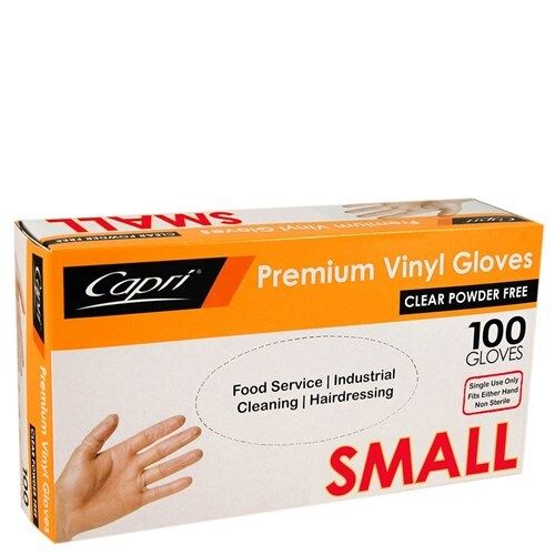 GLOVES CAPRI VINYL POWDER FREE CLEAR SMALL BX100