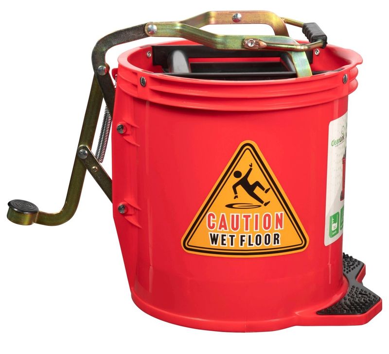 MOP BUCKET CLEANLINK 16L HD METAL WRINGER RED
