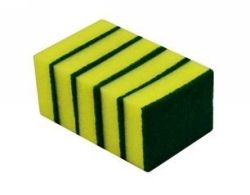 SCOURER SPONGE ITALPLAST GENERAL PURPOSE 100X75MM GREEN YELLOW PK5