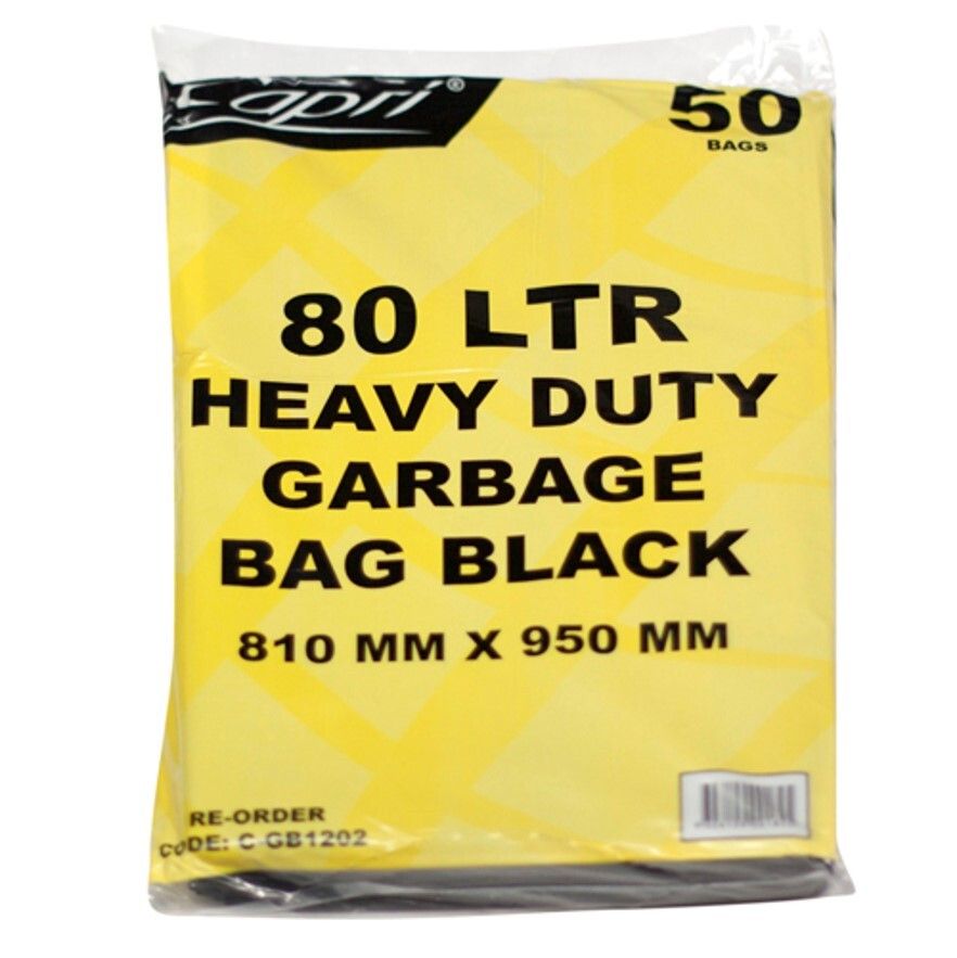 GARBAGE BAGS BLACK 80 LTR PK50