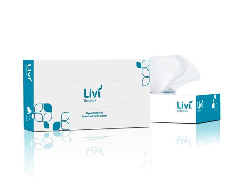 FACIAL TISSUE LIVI ESSENTIALS HYPOALLERGENIC 2PLY 100S