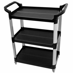 UTILITY CART COMPASS 85W X 42D X 98H CM 3 SHELF BLACK UTILITY CART COMPASS 85W X 42D X 98H CM 3 SHELF BLACK