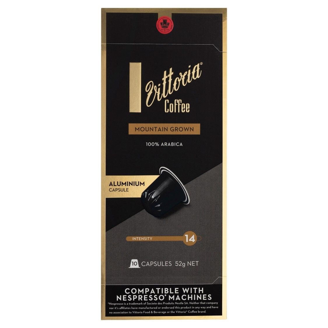 COFFEE CAPS VITTORIA 10'S NESPRESSO COMPATIBLE MT GROWN