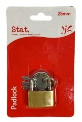PADLOCKS BRASS STAT 25MM B/CRD