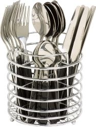 CUTLERY SET S/STEEL WITH CHROME WIRE CADDY 24'S