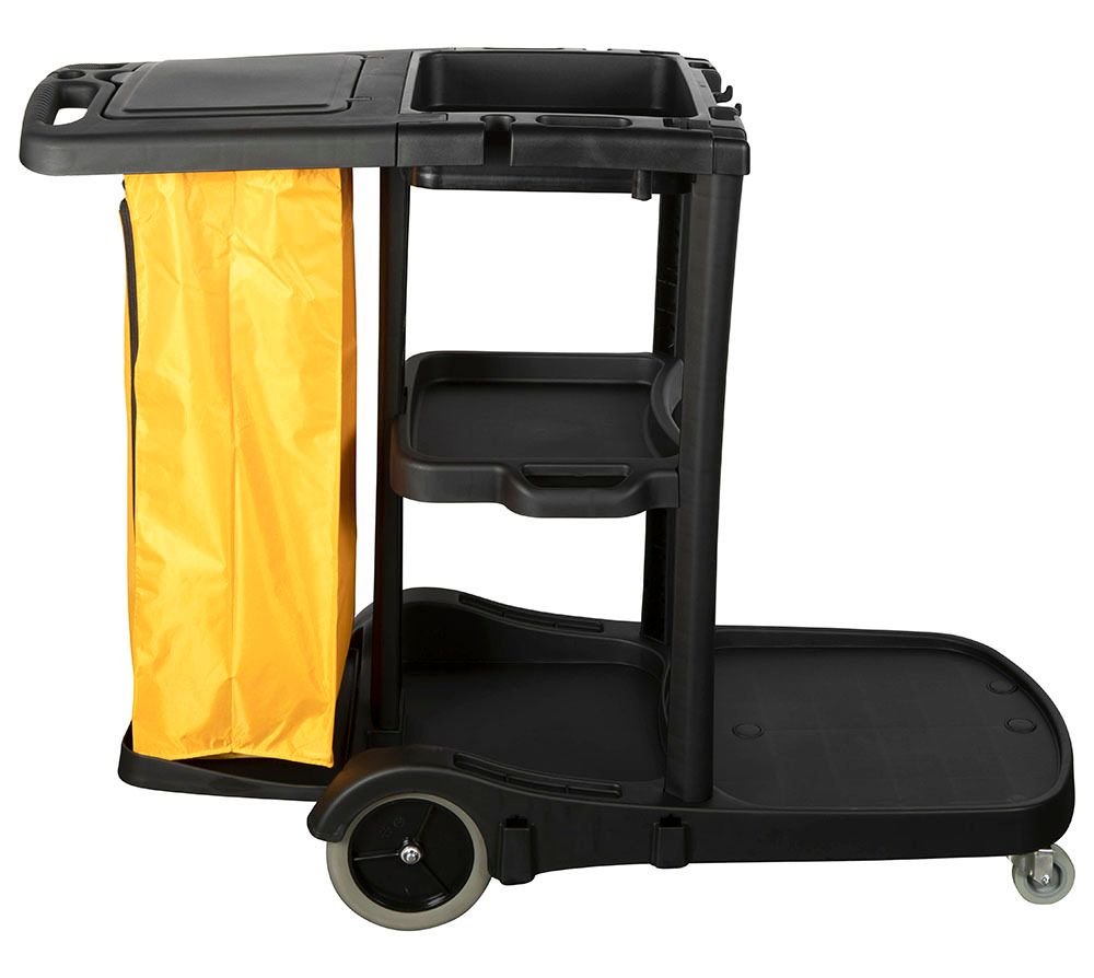 SP- JANITOR'S TROLLEY CLEANLINK 3 TIER BLACK