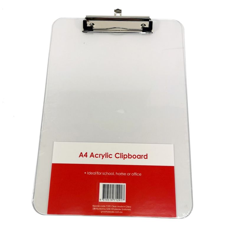 CLIPBOARD GNS A4 ACRYLIC CLEAR