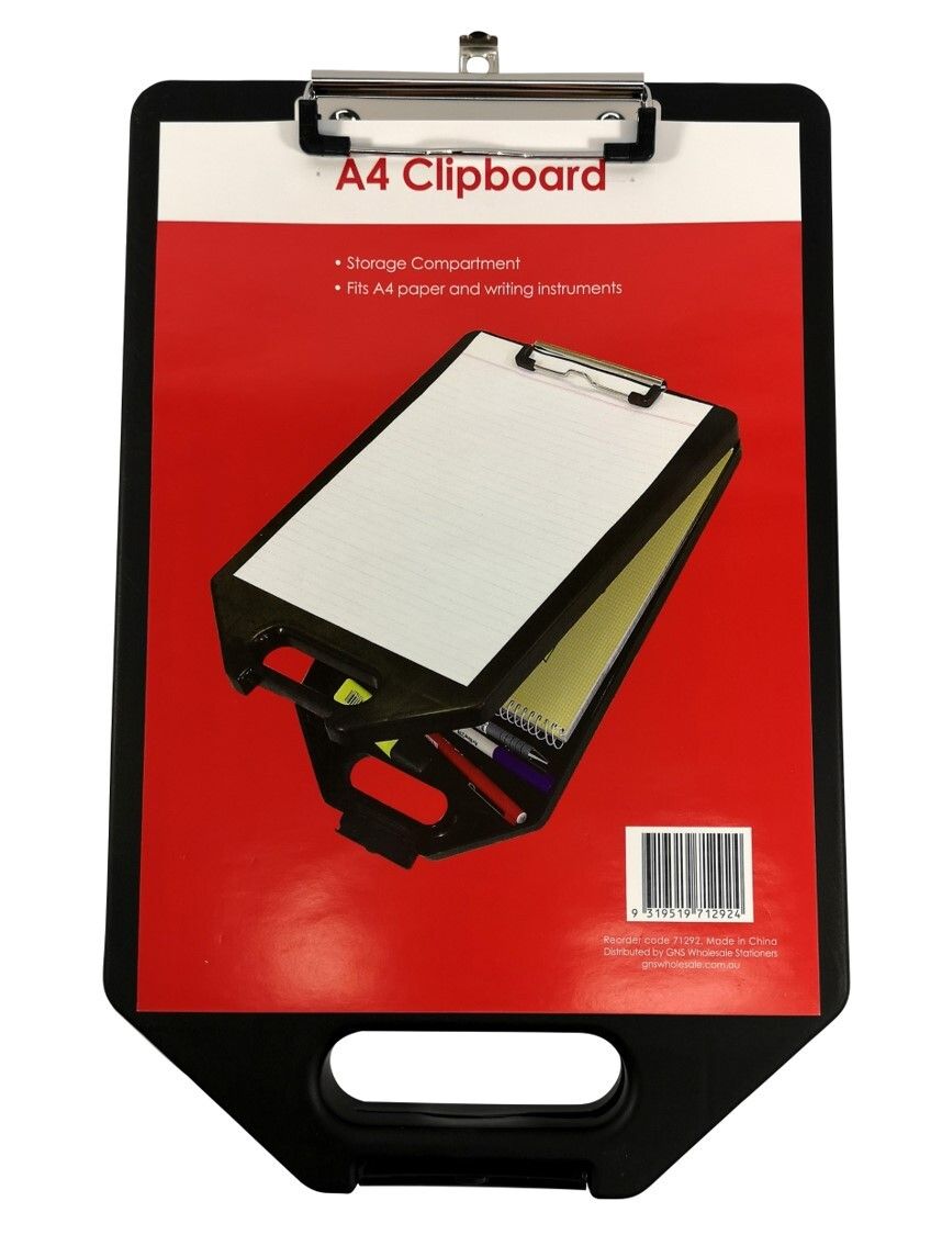CLIPBOARD GNS A4 WITH STORAGE BLACK
