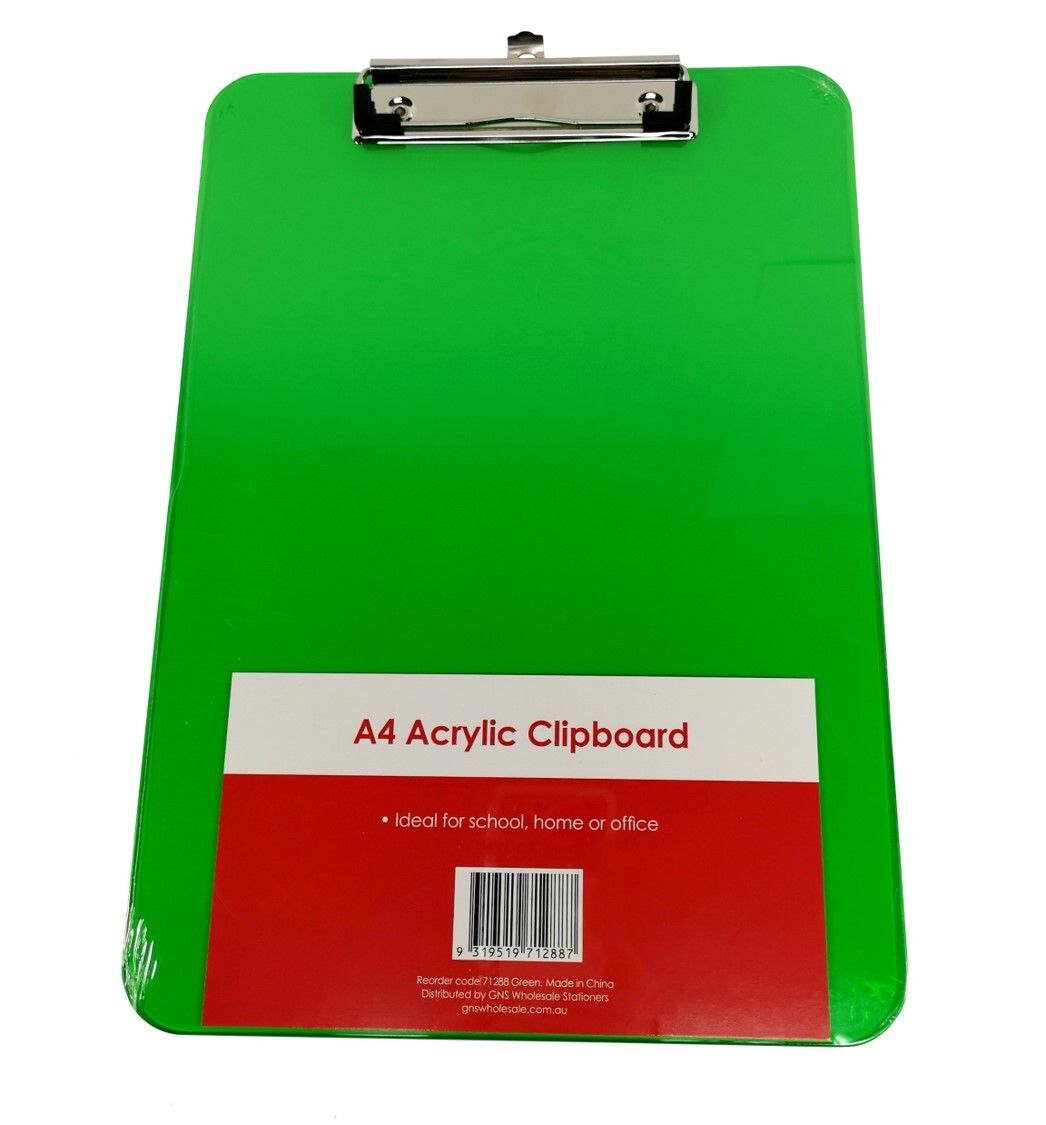 CLIPBOARD GNS A4 ACRYLIC GREEN