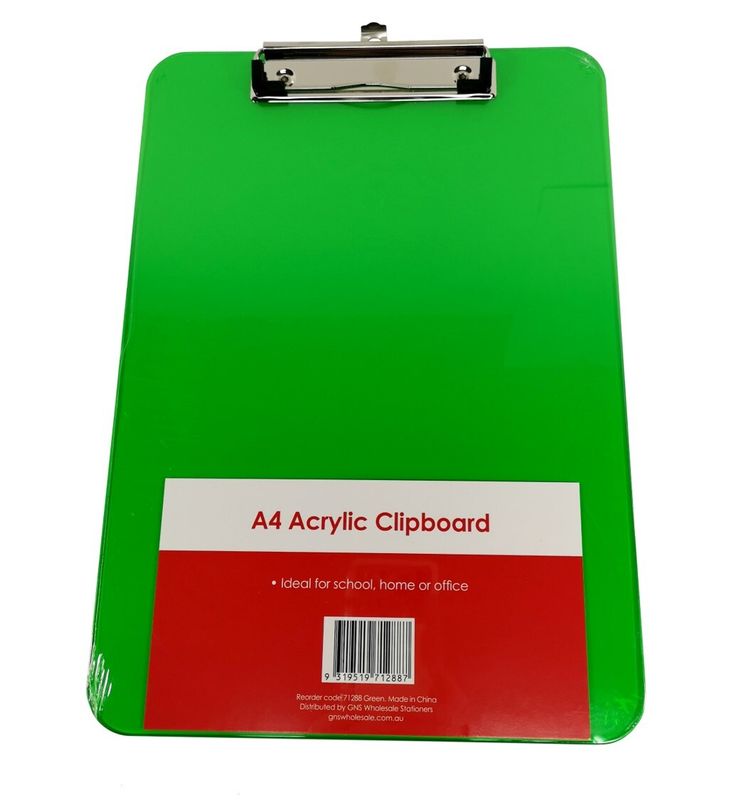 CLIPBOARD GNS A4 ACRYLIC GREEN