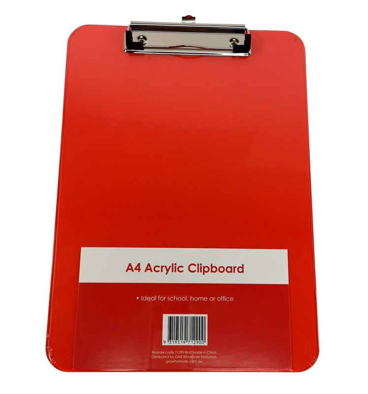 CLIPBOARD GNS A4 ACRYLIC RED