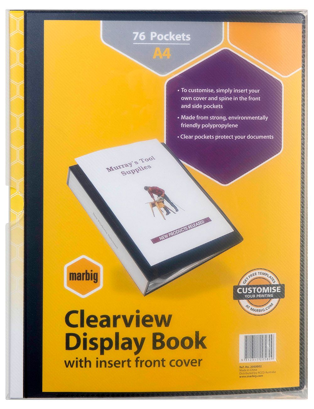 SP- DISPLAY BOOK MARBIG CLEARVIEW NON-REFILLABLE BLACK 76 POCKETPG