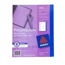 SP- DIVIDERS AVERY A4 PP 1-10 TABS BLUE