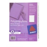 DIVIDER A4 1-31 INDEX AVERY P/P L7411-31 WHT